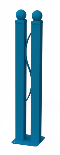 Parkovací sloupek TWIN - pevný s kotevní deskou, Modrá RAL 5012, Bez příslušenství